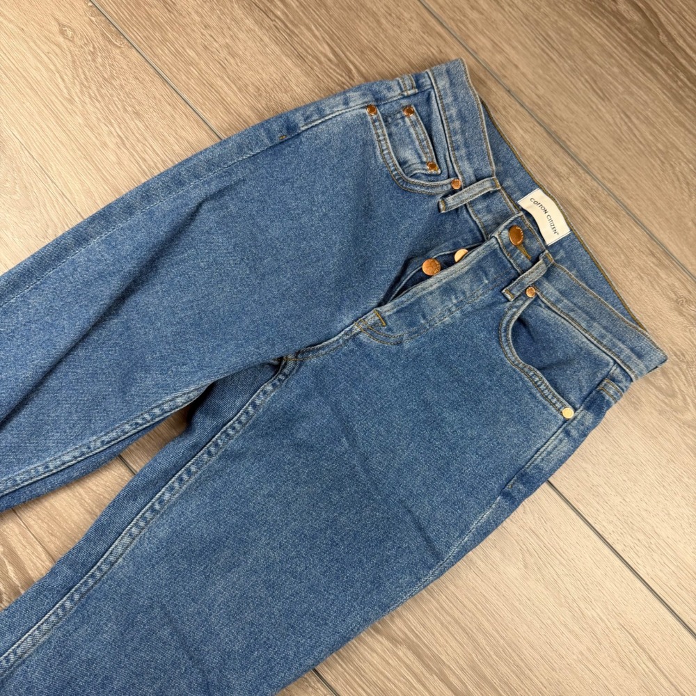 Cotton Citizen Women Jeans High Rise Side Slit Straight Leg Blue Size 24